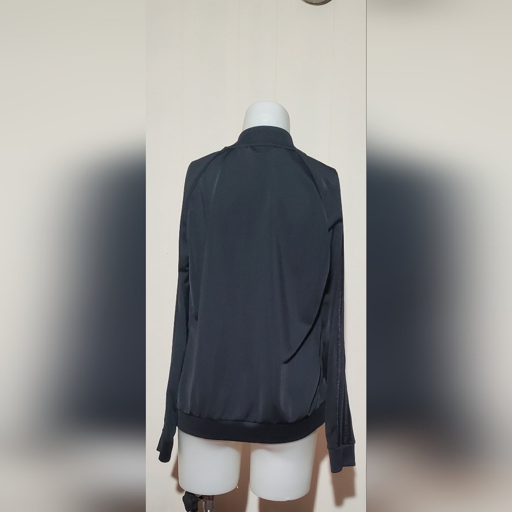 Adidas Black Dazzle Stripe Track Jacket with Ribbed Collar - Picture 5 of 7